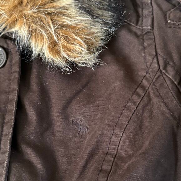 VTG Y2K Abercrombie faux fur collar jacket womens jacket size Large #76654 - Picture 3 of 6
